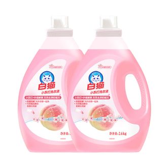 白猫  小苏打白桃樱花洗衣液  双效去渍防暗沉  除菌除螨天然椰油  2.6kg*2瓶装