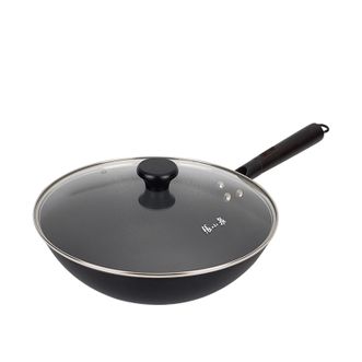 张小泉  祥云圆底精铁炒锅精铁材质家用炒菜锅32cm（带盖）C33270100