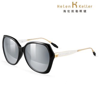海伦凯勒（Helen Keller）  偏光太阳镜 新款偏光太阳镜 优雅圆脸大框开车镜女士 时尚方形墨镜女H8731