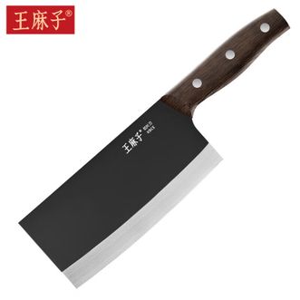 王麻子  菜刀家用厨房切片切菜切肉刀厨师专用黑武士180mm切片刀单把