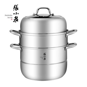 张小泉 锋味三层蒸锅 304不锈钢茶色钢化玻璃盖三层蒸笼大号容量 C35310100