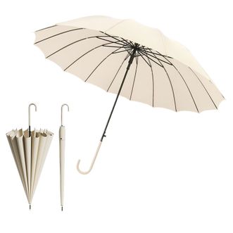 天玮伞业/Tianwei umbrella  16骨素色直骨长柄雨伞 直柄晴雨两用伞加固抗风太阳伞弯柄伞W120092