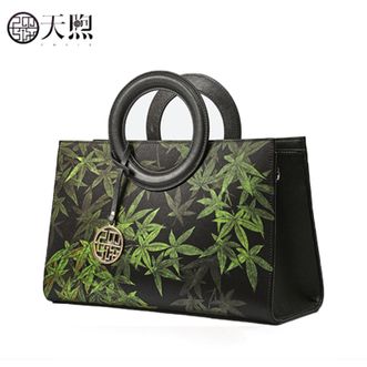 天煦/PMSIX  非遗香云纱女包新中式国风手提包大容量复古妈妈包单肩斜挎包 P17003305