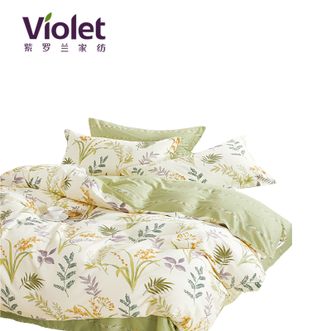 紫罗兰  全棉斜纹四件套 花草相依 时尚吸湿柔软床品件套 （床单款）
