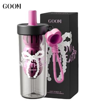 格沫/GOOM  糖福禄系列水杯670mL 户外便携吸管杯办公室大容量果茶杯车载随行杯塑料杯子 酷莓黑
