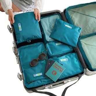 m square  旅行收纳袋衣物收纳包行李箱分装袋内衣鞋子洗簌整理衣物分装包套装【8件套】