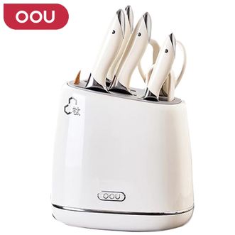 OOU  鲸钛系列抗菌刀具-七件套 家用切菜切肉砍骨抗菌厨房刀具套装