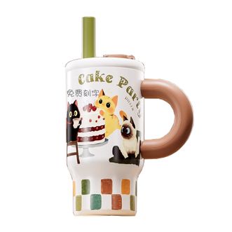 迪乐贝尔/DILLER  巨无霸吸管保温杯高颜值大容量水杯车载冰霸杯霸王杯保冷