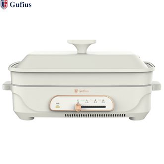 古菲斯（GUFIUS）  5L料理锅电火锅电炖锅多功能锅 厨房电器电煮锅涮锅煎烤机电烤炉多用途锅电热锅GFZG-21B2白色