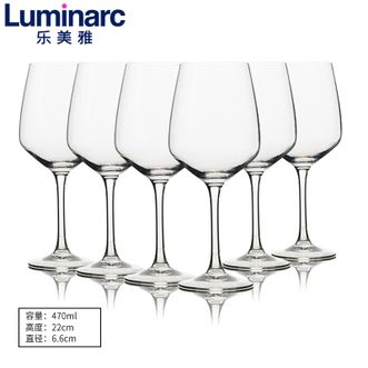 乐美雅(Luminarc) 红酒杯套装 臻选系列高脚杯葡萄酒杯家用酒具水具套装 470ML 6只装