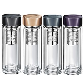 膳魔师（THERMOS）  玻璃杯  金/黑/蓝/紫  水纹行者款便携双层茶杯水杯 TCGB-400
