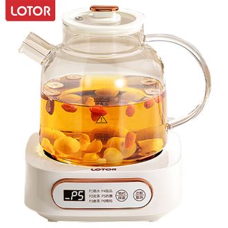 LOTOR  养生壶  【全玻璃壶身】1L迷你煮茶器烧水花茶恒温一体电热水壶办公室全玻璃炖煮茶炉煎中药小型养生杯  D8