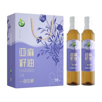 禾煜  一级压亚麻籽油礼盒500ml*2瓶装食用油凉拌