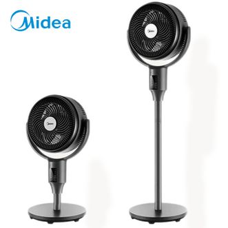 美的（Midea）360°循环电风扇家用落地扇立式风扇转页扇空气循环立式9叶变频温控遥控 【3D循环扇黑色】FGD24UCR