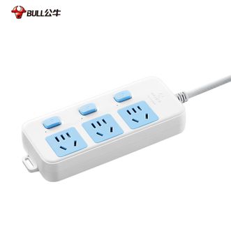 公牛（BULL）  GN-314 3位分控全长 1.8米新国标插座 经典蓝白