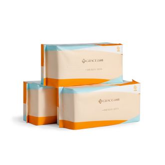 洁丽雅/Grace  加大特厚珍珠纹洁面巾  家用一次性洗脸巾  抽取式清洁擦脸巾绵柔巾  60片*3包  20*20cm