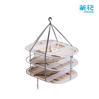 茶花  晾衣网架晾衣篮平铺晾晒网 三层平铺晾晒篮 防变形毛晾内衣晒袜子神器毛衣大号三层 990168