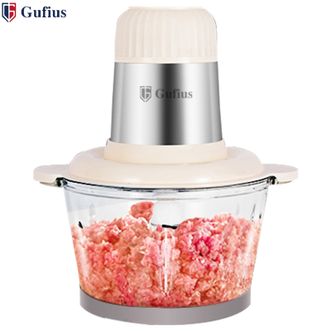 古菲斯（GUFIUS）  2L电动绞肉机 厨房电器碎菜切菜机碎肉机肉馅绞馅机辅食机蘸料料理机搅拌机GFJR-3003米白色