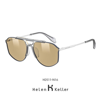 海伦凯勒（Helen Keller）  太阳镜防晒紫外线护目镜H2511N16 全色黄镜片 烤漆蓝紫框 个性双梁 提高脸部折叠度