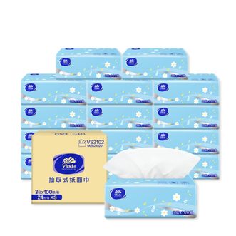 维达  商用经典抽纸 3层 100抽*24包 整箱装