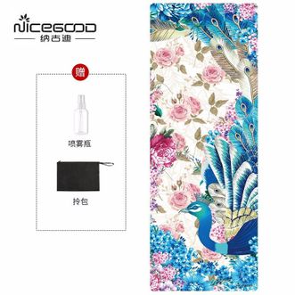 纳古迪（NiceGood）  加长可折叠瑜伽垫瑜伽铺巾 麂皮绒天然橡材质花孔雀 防滑静音