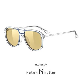 海伦凯勒（Helen Keller）  非偏光墨镜HUD汽车液晶开车驾驶眼镜 H2215N39 透柠檬黄色片+透明框非偏光