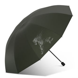 天堂伞  三折晴雨伞  33871E骏马奔腾  纽曼绿  加大晴雨伞折叠烫银双人防晒遮阳伞