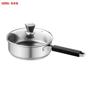 膳魔师（THERMOS）  24cm煎锅家用厨房烹饪304不锈钢锅具煎炒焖煮多用锅