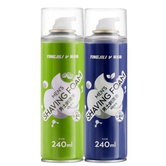 英吉利  【氨基酸】2瓶x240ml（蓝+绿）剃须刀手动刮胡子泡沫/粗硬胡软化胡须/剃须啫喱  温和配方不刺激皮肤,让剃须更顺滑。