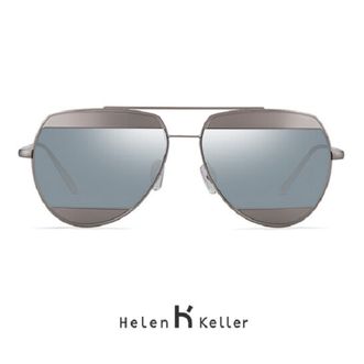 海伦凯勒（Helen Keller）  经典飞行员款墨镜 H8602HD11 -1浅棕框+淡蓝浅水银片
