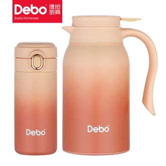 德铂（Debo）  奥克登套装杯壶家用900ml保温壶+300ml保温杯组合套装DEP-DZ667渐变橙