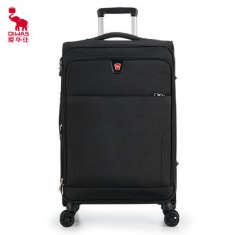 爱华仕/Oiwas  商务旅行箱包男士行李箱登机箱牛津布拉杆箱布箱出国大容量密码箱 24英寸托运箱 黑色