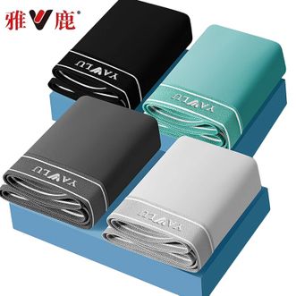 雅鹿  男士内裤冰丝简约纯色弹力短裤【4条装】