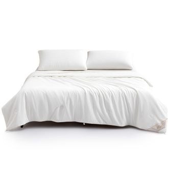 水星家纺  舒享全棉抗菌防螨桑蚕丝四季被 200cm×230cm 127579 服帖不压身自在更好眠