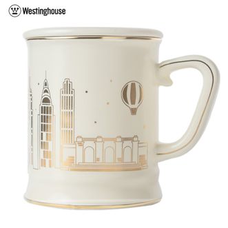 西屋/Westinghouse  璀璨城市风情杯 马克杯带盖陶瓷咖啡杯男女士情侣杯子 白色款