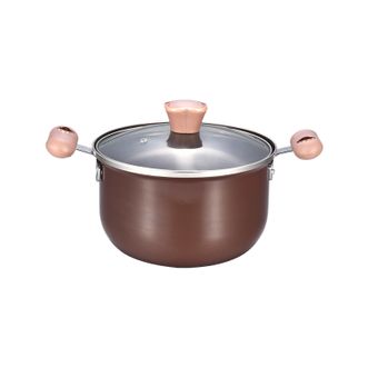 火象  四叶草珐琅汤锅家用优质精铁小汤锅  咖啡色 20cm   HXG-TG324