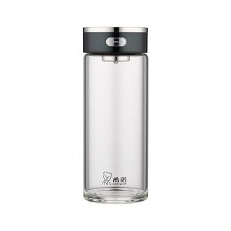 希诺  男士便携车载茶杯 家用透明水杯带滤网 410ml
