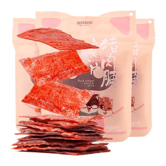 三只松鼠(Three Squirrels)  猪肉脯自然片 肉干肉脯休闲零食特产小吃150g/袋*2袋