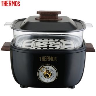 膳魔师（THERMOS）  3L电火锅料理锅电蒸锅电炖锅多功能锅 煮面煮粥煲汤厨房电器炖煮锅电煮锅涮锅蒸蛋器蒸包子蒸馒头蒸饺蒸海鲜煎烤机多用途锅电热锅EHA-4331A-B黑色