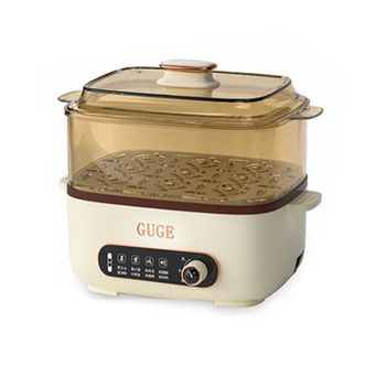 谷格/GUGE  电蒸锅小型多功能电煮锅迷你电蒸锅家用蒸煮锅蒸汽锅 G955 米黄色
