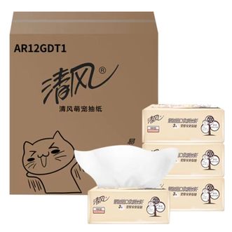 清风  抽纸三层100抽*27包/箱  萌宠系列亲肤抽纸