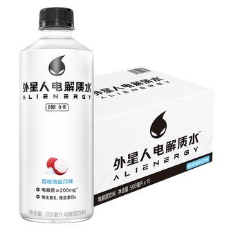 外星人  电解质水荔枝海盐味 含维生素无糖饮料箱装500mL*15瓶
