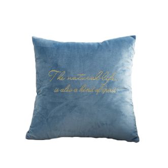 恒源祥  抱枕套简约字母绣花靠垫  天空蓝抱枕套45*45cm（无芯）