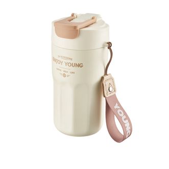 九阳/Joyoung  保温杯490ml户外便携随行杯办公室咖啡杯陶瓷内胆吸管水杯B49VWR539白色