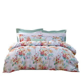 富安娜/Fuanna  磨毛印花四件套床上用品床单枕套被套203*229cm芳华初韵