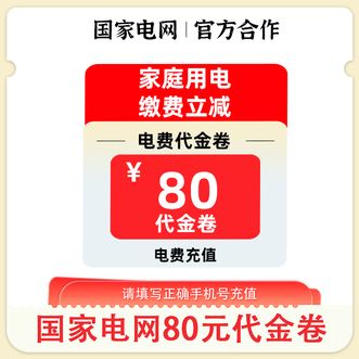 电e宝  电费缴纳充值抵扣代金电费代金券80元