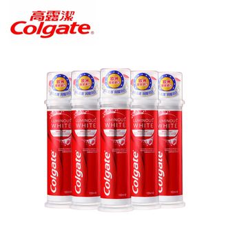 高露洁/Colgate  美白防蛀牙膏5支  祛渍直立式按压进口 家庭囤货装含氟牙膏组合 【耀白去渍】强效美白 100ml*5支
