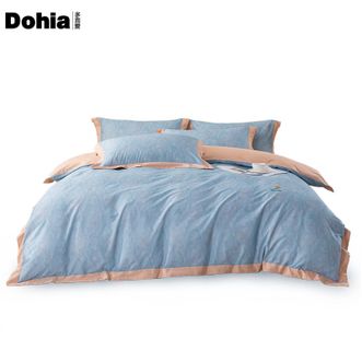 多喜爱/Dohia  全棉优选四件套 蓝调鎏金 清新现代亲肤透气套件 203*229cm