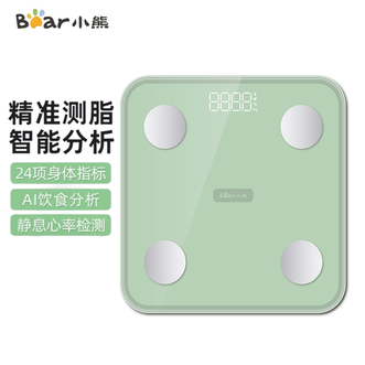 小熊/Bear  电子秤体重秤人体家用运动健身专用一体高精准称重秤无线蓝牙绿色