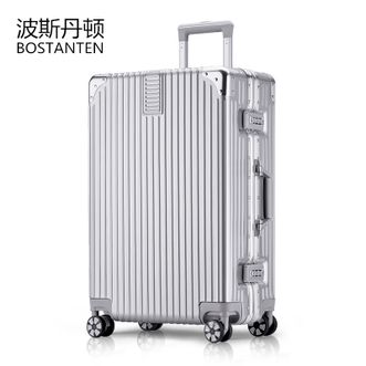 波斯丹顿（BOSTANTEN）22寸拉杆箱时尚行李箱万向轮旅行箱密码箱 银色铝框款BJ9204050